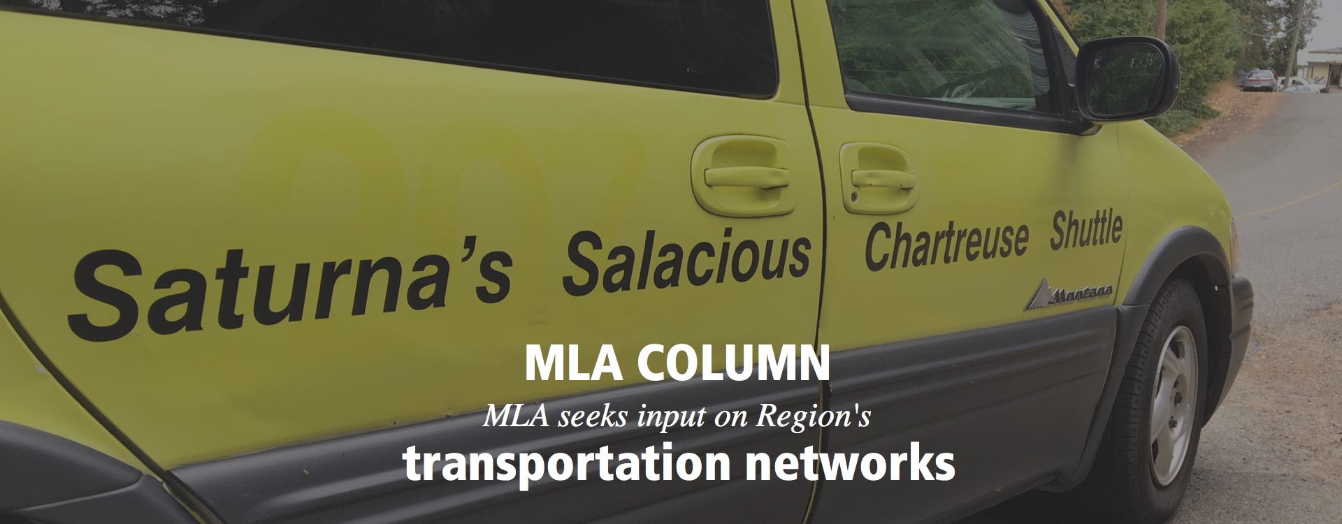 MLA COLUMN - MLA seeks input on Region's transportation networks