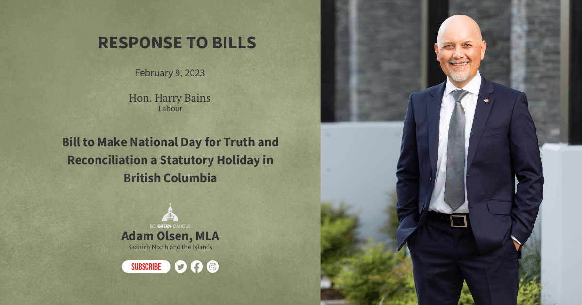 Bill to Make National Day for Truth and Reconciliation a Statutory